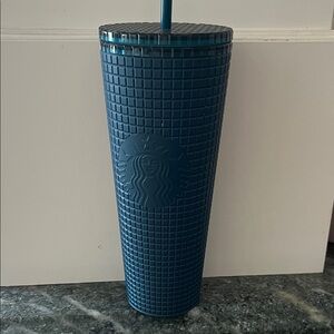 Starbucks Deep Teal Textured Cold Cup with Straw 24 ounce 2023